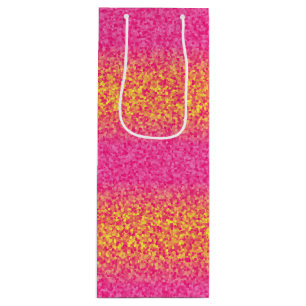 Glitter Stripes,Pink-Yellow-WINE GIFT BAG