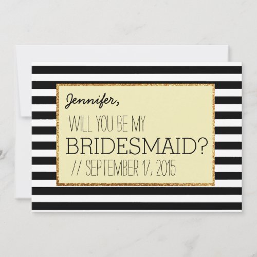 Glitter Stripes Will You Be My Bridesmaid Invite