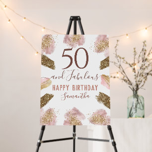 Glitter Strokes Pink Happy 50th Birthday Foam Boar Board