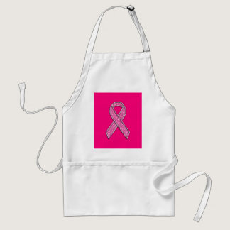Glitter Style Pink Ribbon Awareness Adult Apron