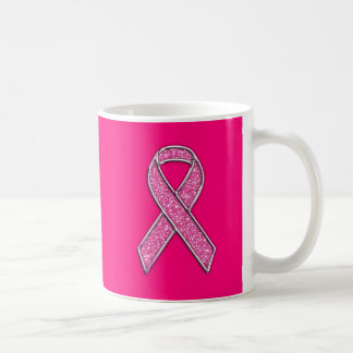 Glitter Style Pink Ribbon Awareness Coffee Mug