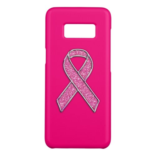 Glitter Style Pink Ribbon Awareness Design Case_Mate Samsung Galaxy S8 Case
