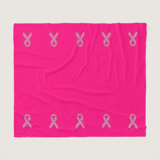 Glitter Style Pink Ribbon Awareness Fuchsia Fleece Blanket