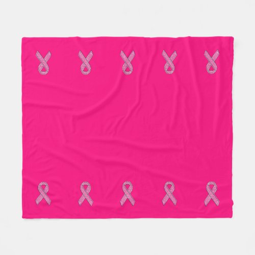 Glitter Style Pink Ribbon Awareness Fuchsia Fleece Blanket