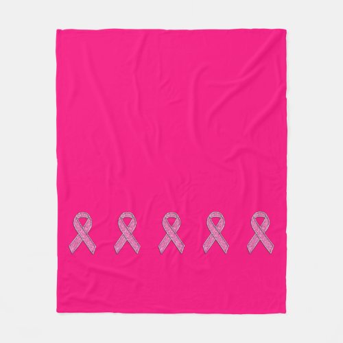 Glitter Style Pink Ribbon Awareness Fuchsia Fleece Blanket