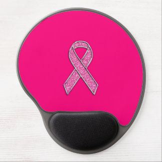 Glitter Style Pink Ribbon Awareness Gel Mouse Pad