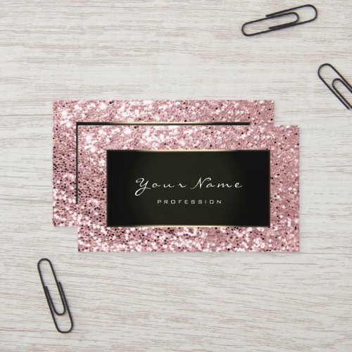 Glitter Stylist Fashion Blogge Black Pink Rose Business Card