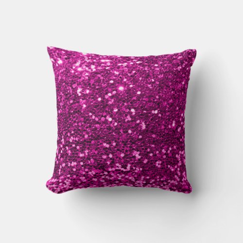 Glitter Stylist Fashion Sequin Fuchsia Pink Vivid Throw Pillow