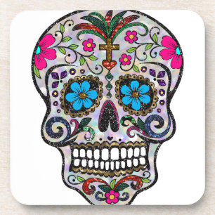 glitter Sugar Skull Beverage Coaster