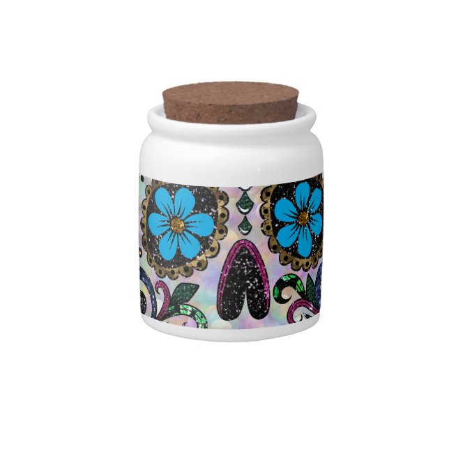 glitter Sugar Skull Candy Jar (Front)