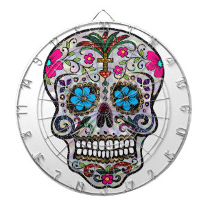 glitter Sugar Skull Dartboard With Darts