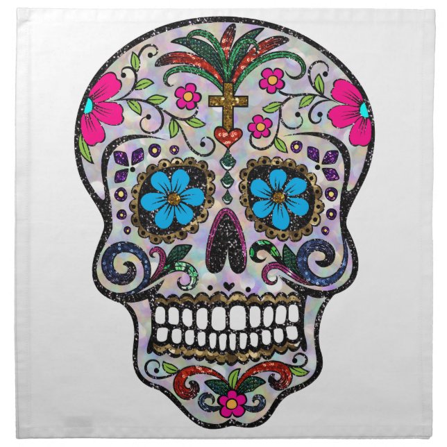 glitter Sugar Skull Napkin (Front)