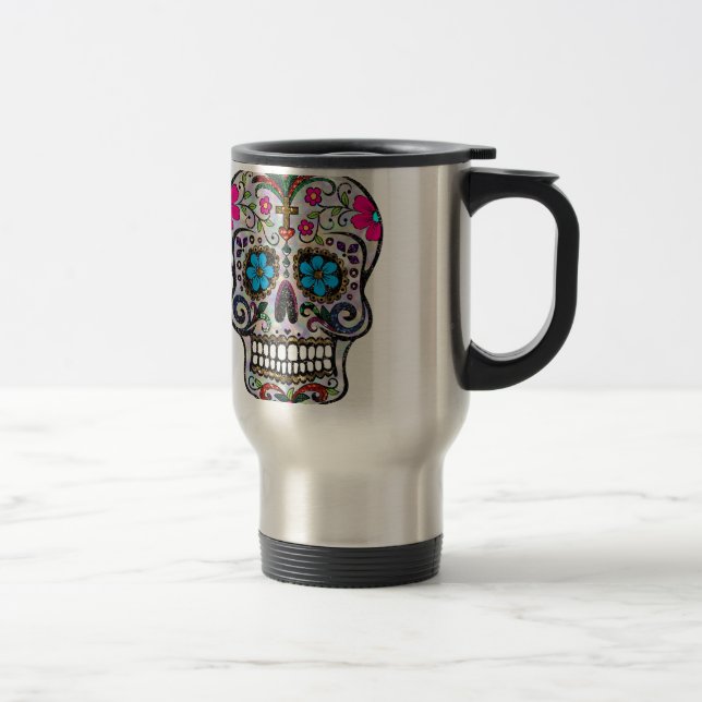 glitter Sugar Skull Travel Mug (Right)