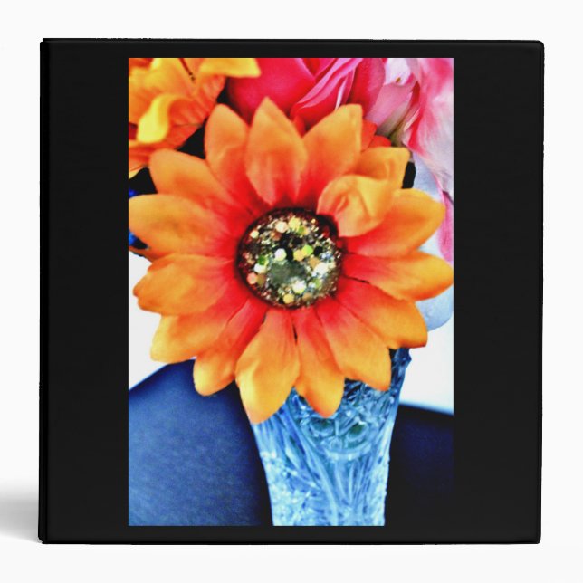 Glitter Sunflower 3 Ring Binder (Front)