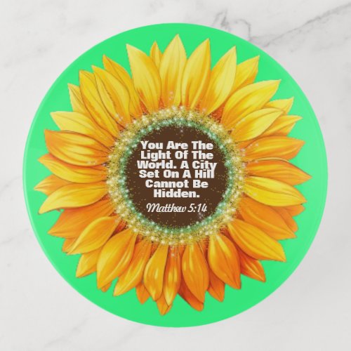 Glitter Sunflower Bible Verse Of Encouragement Trinket Tray