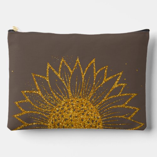 Glitter Sunflower Mothers Day Monogrammed  Accessory Pouch