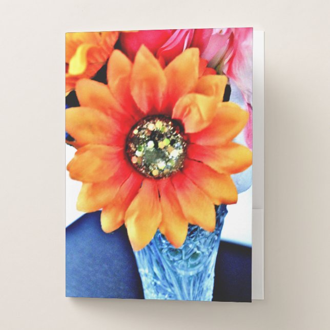 Glitter Sunflower Pocket Folder (Front)
