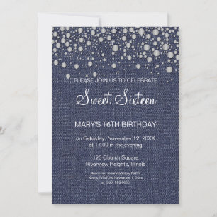 Glitter Sweet 16 Birthday Invitation