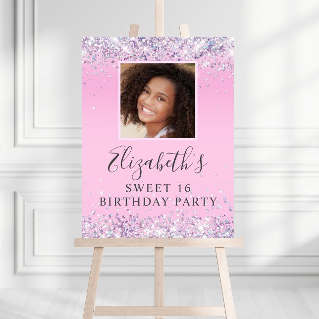 Glitter Sweet 16 Birthday Party Pink Foam Board (Creator Uploaded)