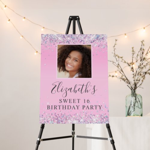 Glitter Sweet 16 Birthday Party Pink Foam Board