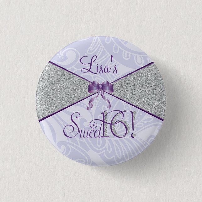 Glitter, Sweet Six Party Favor 1 Inch Round Button (Front)