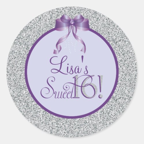 Glitter Sweet Sixteen Party Stickers