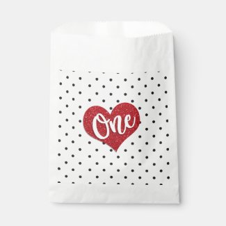 Glitter Sweetheart Valentines Girl First Birthday Favor Bag