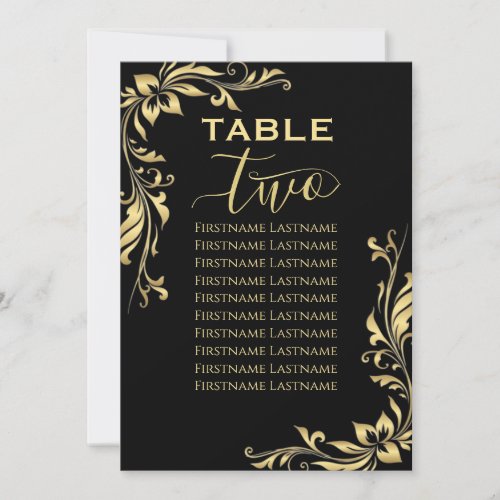 glitter Table Number two 2  black Seating Chart 