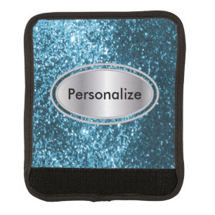 Glitter Teal Bling Design Luggage Handle Wrap