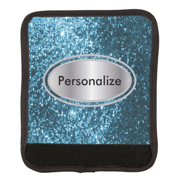 Glitter Teal Bling Design Luggage Handle Wrap (Front)