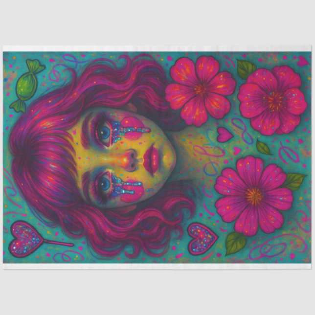 Glitter Tears & Candy Dreams Decoupage Paper Girl (Front)