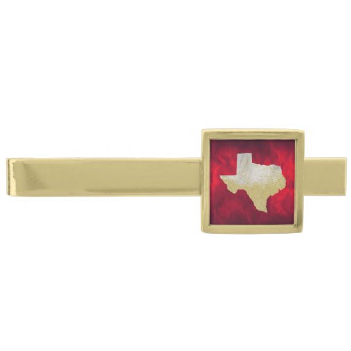 Glitter Texas on Vivid Red Gold Finish Tie Bar