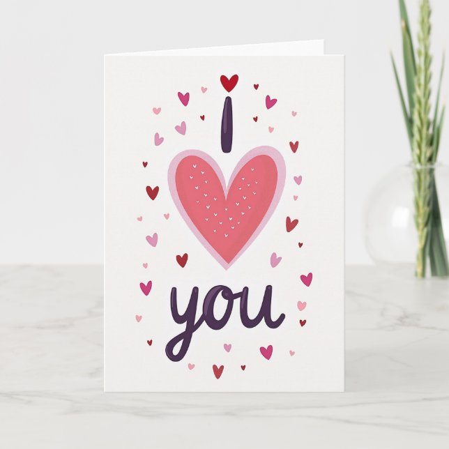 Glitter Texture Love You Card (Front)