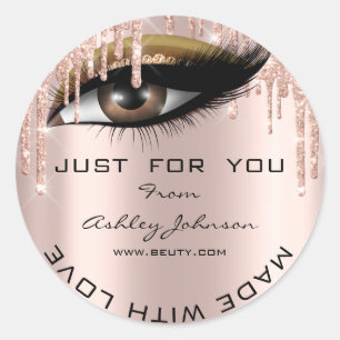 Glitter Thank Eyelash Rose Gold Made With Love Classic Round Sticker