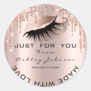 Glitter Thank Lashes Rose Gold Made With Love Classic Round Sticker