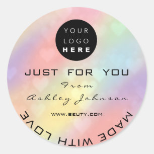 Glitter Thank Logo Holograph Unique Pink Hearts Classic Round Sticker