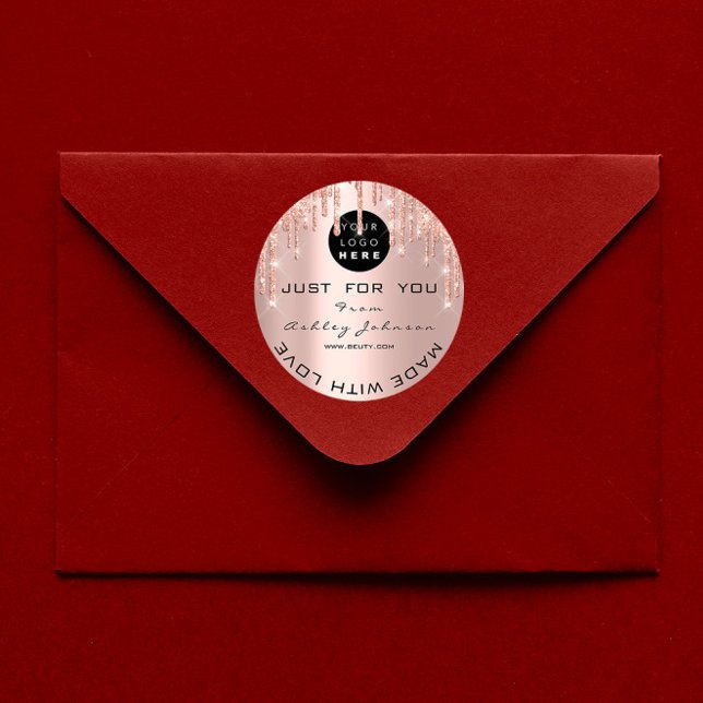 Glitter Thank Logo Rose Gold Made With Love Lux Classic Round Sticker (Glitter Thank Logo Rose Gold Made With Love Lux Classic Round Sticker)