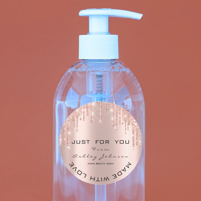 Glitter Thank Luxury Rose Gold Made With Love Classic Round Sticker (Glitter Thank Luxury Rose Gold Made With Love Classic Round Sticker)