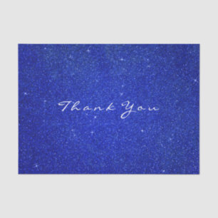 Glitter Thank You Cobalt Blue Rose Favor White Tissue Paper