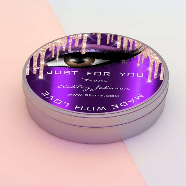 Glitter Thank You Eyelash Rose Purple With Love Classic Round Sticker (Creator Uploaded)