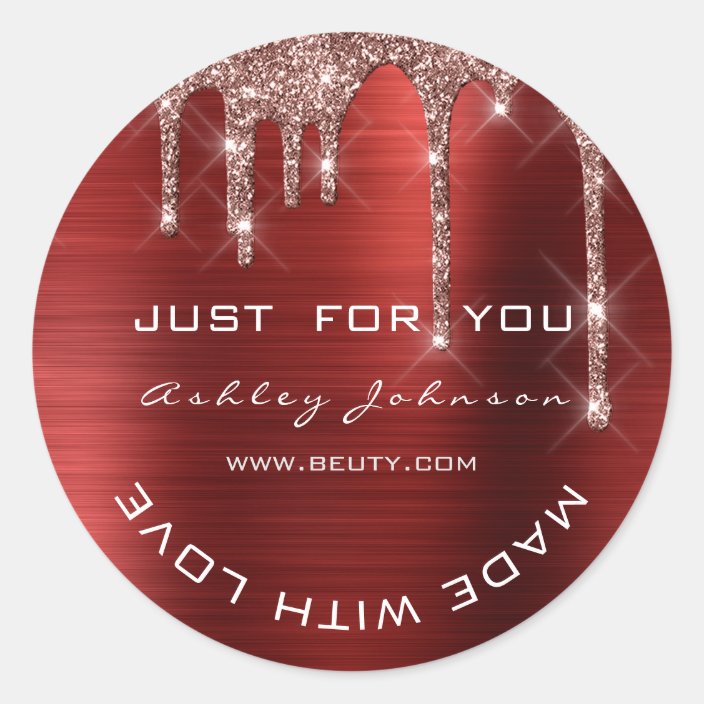 Glitter Thank You Rose Red Made With Small Busi Classic Round Sticker ...