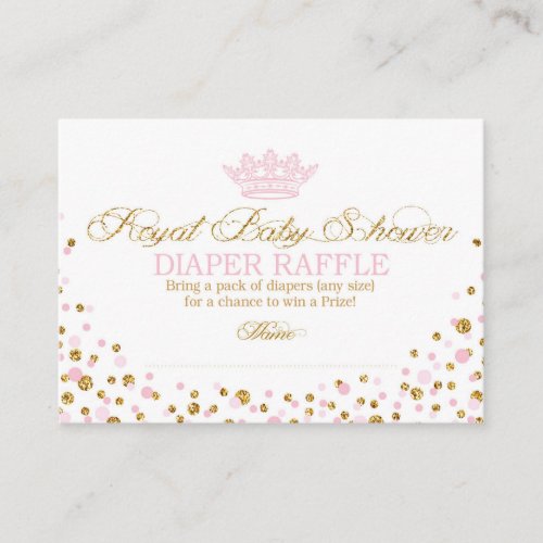 Glitter Tiara Royal Princess Diaper Raffle Ticket Enclosure Card