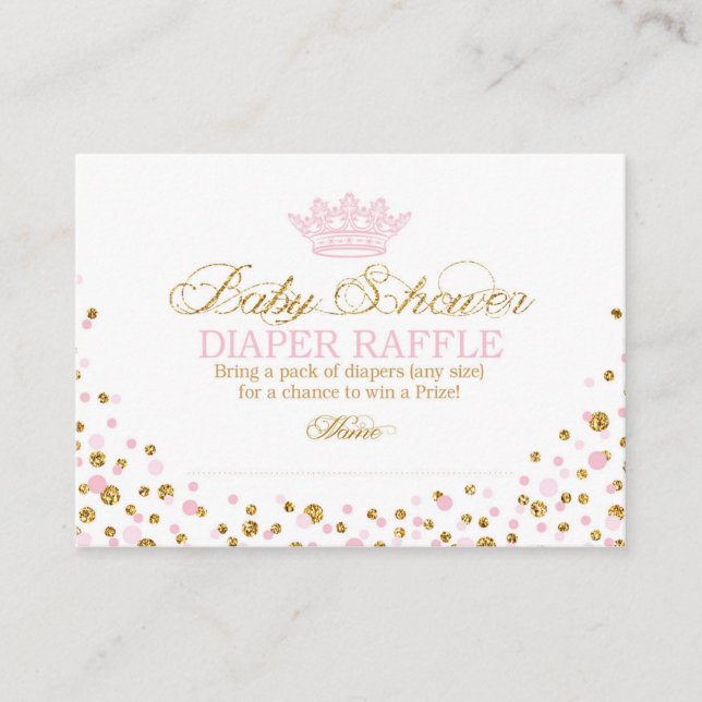 Glitter Tiara Royal Princess Diaper Raffle Ticket Enclosure Card (Front)
