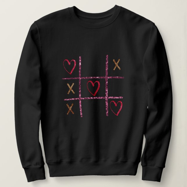 Glitter Tic Tac Toe Graphic | XOXO Valentines Sweatshirt (Design Front)