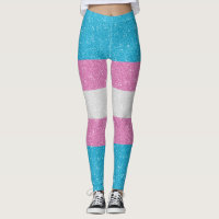 Glitter Transgender Pride Flag Leggings