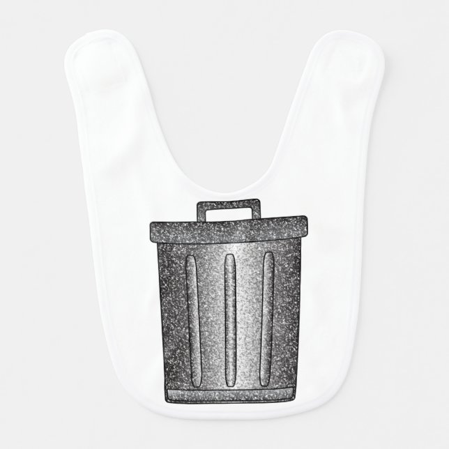Glitter Trash Can Baby Bib (Front)