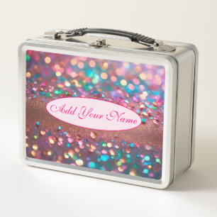 Glitter Trendy Opal Holographic Collection Metal Lunch Box