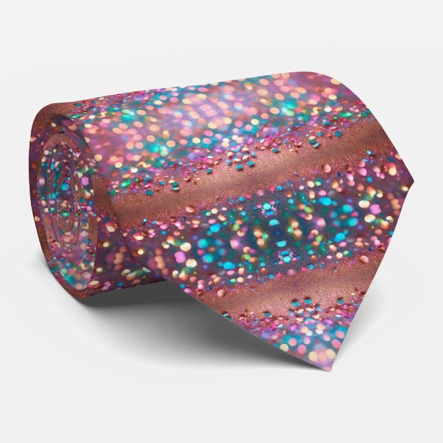 Glitter Trendy Opal Holographic Collection Neck Tie (Rolled)