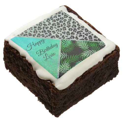 Glitter Tropical Leopard Personalized Birthday     Brownie