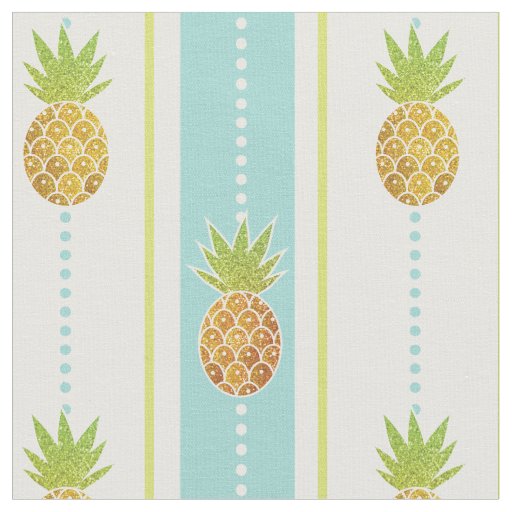 Glitter Tropical Pineapple with Stripes and Dotted Fabric